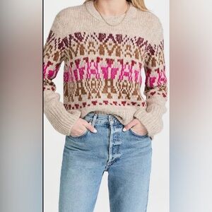 Velvet by Graham & Spencer Women's Cheyenne Fair Isle Crewneck Sweater size Lrg